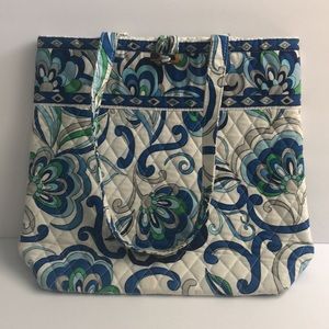 Vera Bradley Mediterranean White Floral Tote Bag/ Beach Bag